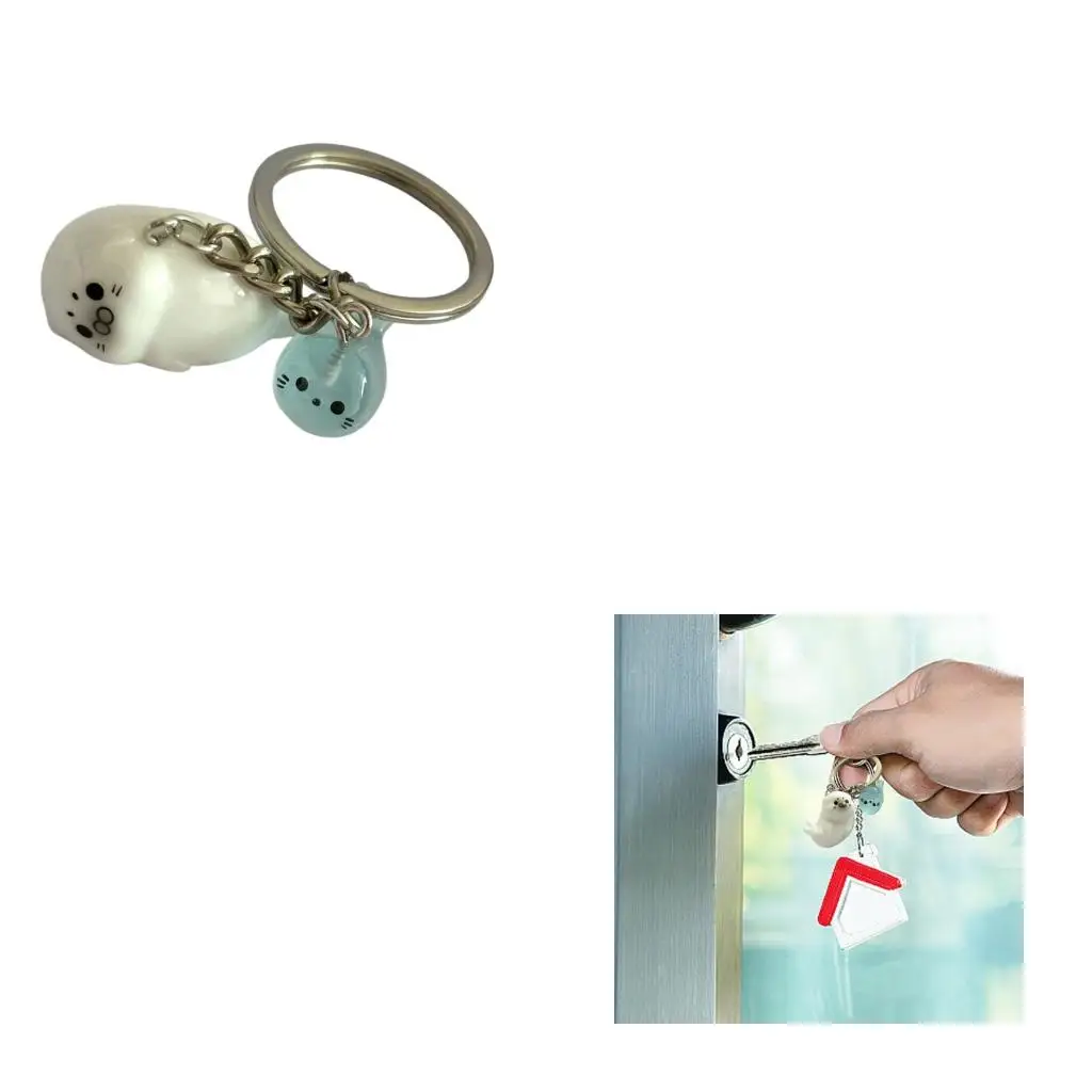 Cartoon 3D Glowing Sea Lions Ring Charm Novelty Keychain Pendant Accessory Creative Bag Charm Accessories