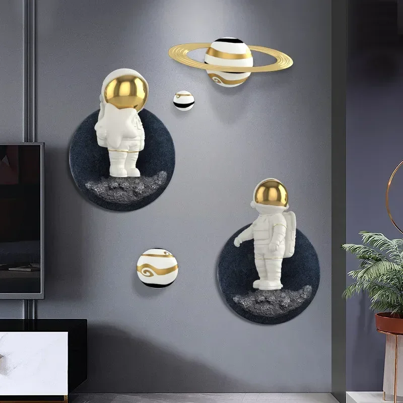 

Nordic 3D Astronaut Planet Resin Wall Stickers Home Livingroom Wall Mural Crafts Children Room Wall Hanging Ornaments Decoration