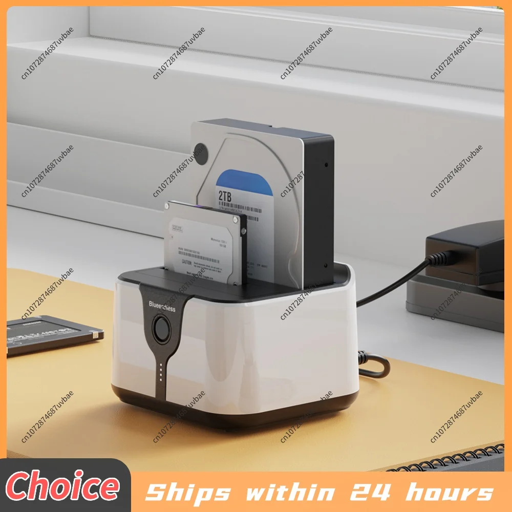 Dual-bay External Hard Drive Station USB3.0 To SATA 5Gbps Offline Clone with 12V 3A Power Adapter for 2.5 3.5inch HDD/SSD