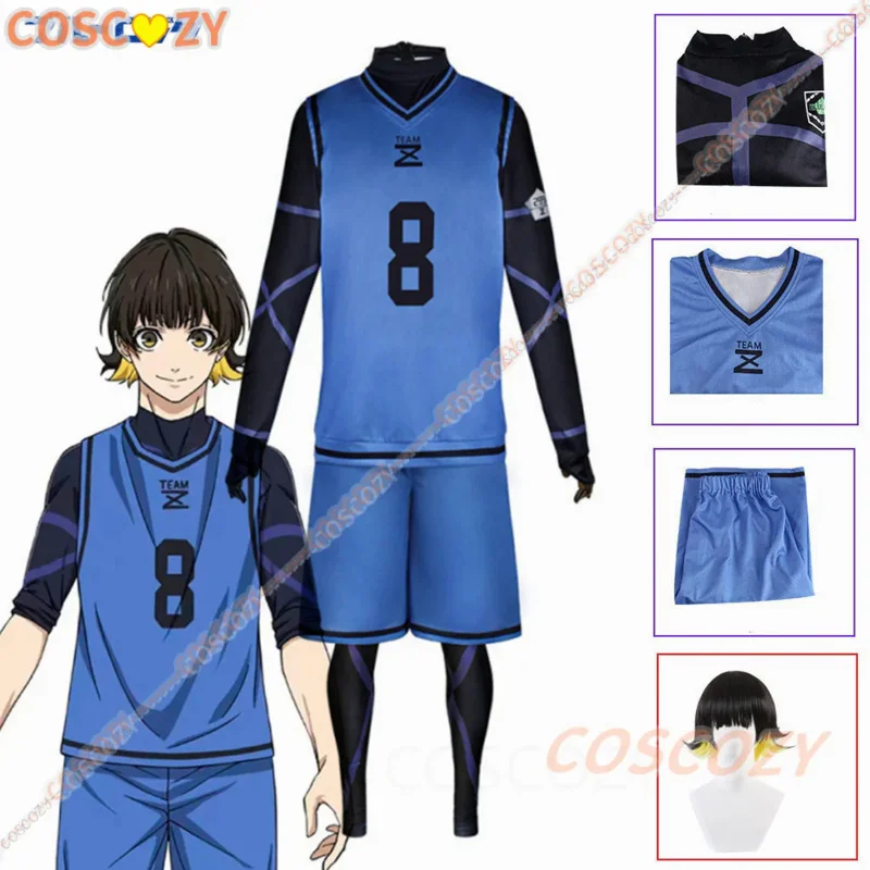 Anime Blue Lock Bachira Meguru Cosplay Kostuum Voetbal Jersey Sportkleding Blauw Uniform Bodysuit Halloween Kerstfeest Outfit