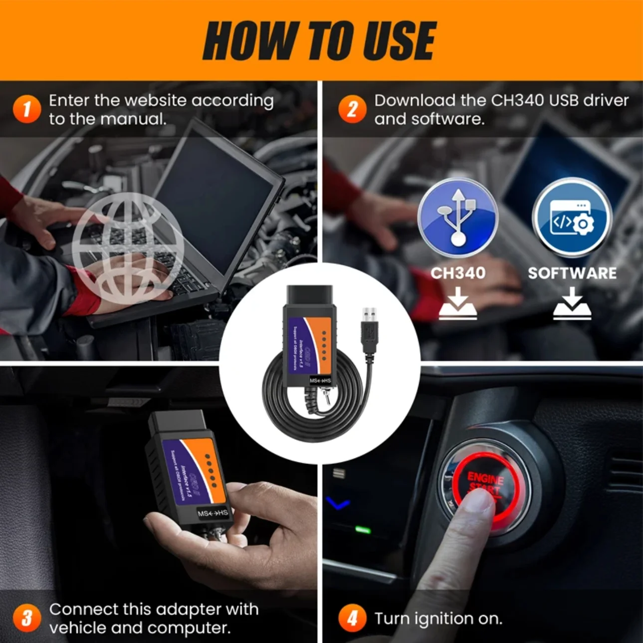 FORscan ELM 327 OBD2 Diagnostic Scanner USB V1.5 HS/MS CAN Switch For Ford Vehicles Code Reader - Image 2