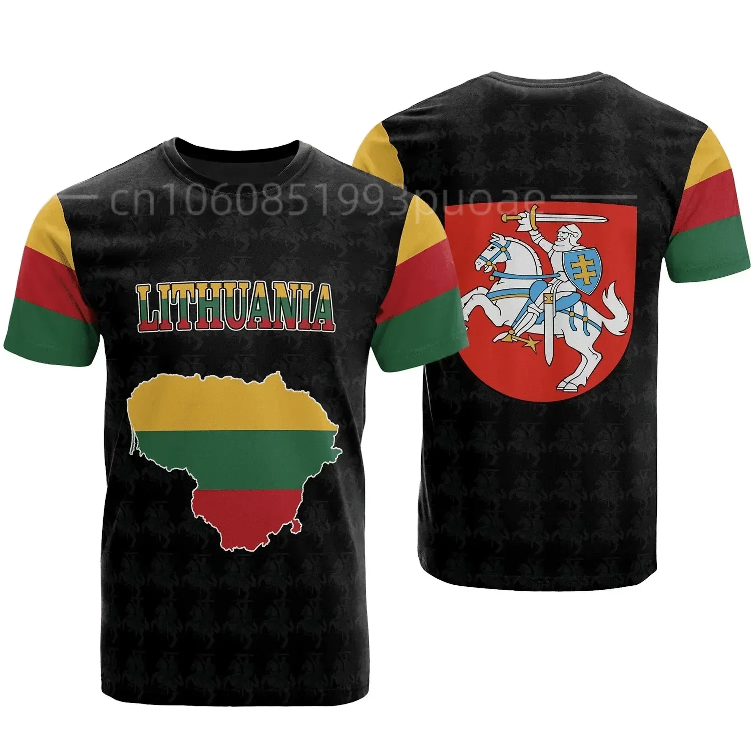 2024 New Lithuanian Love Country Flag 3D Printed High Quality T-shirt Summer Round Neck Men Female Casual Top