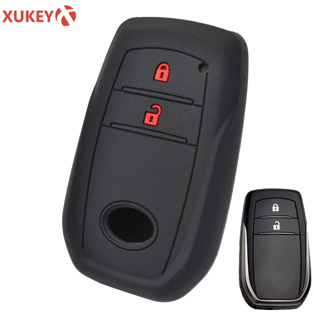 Silicone Key Case Fob For Toyota Hilux Innova Rav4 Fortuner Keyless Remote Key Cover Shell Skin Holder 2 Button Keyring Jacket