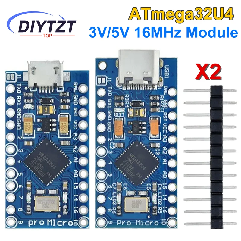 

TZT MICRO/MINI/TYPE-C USB ATMEGA32U4 Module 5V 16MHz Board For Arduino ATMEGA32U4-AU/MU Controller Pro-Micro Replace Pro Mini