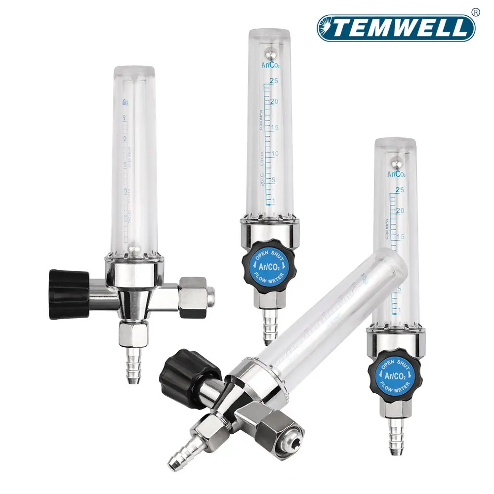 G3/8 Thread 6mm Barb Argon Ar CO2 Gas Flow Meter Ar Welding Regulator 0.35 MP