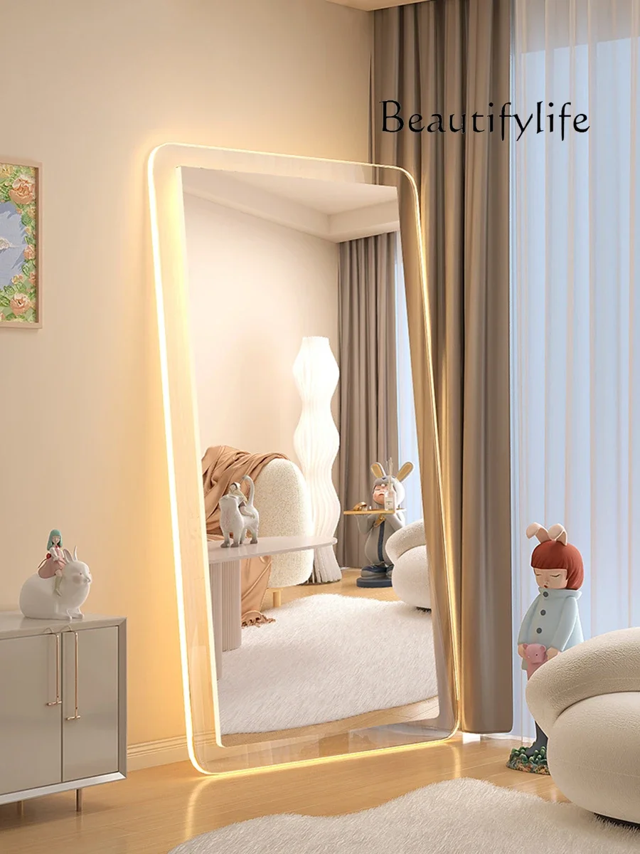 Light luxury full-length mirror bedroom floor  non-punching full-length r high definition explosion-proof mirror