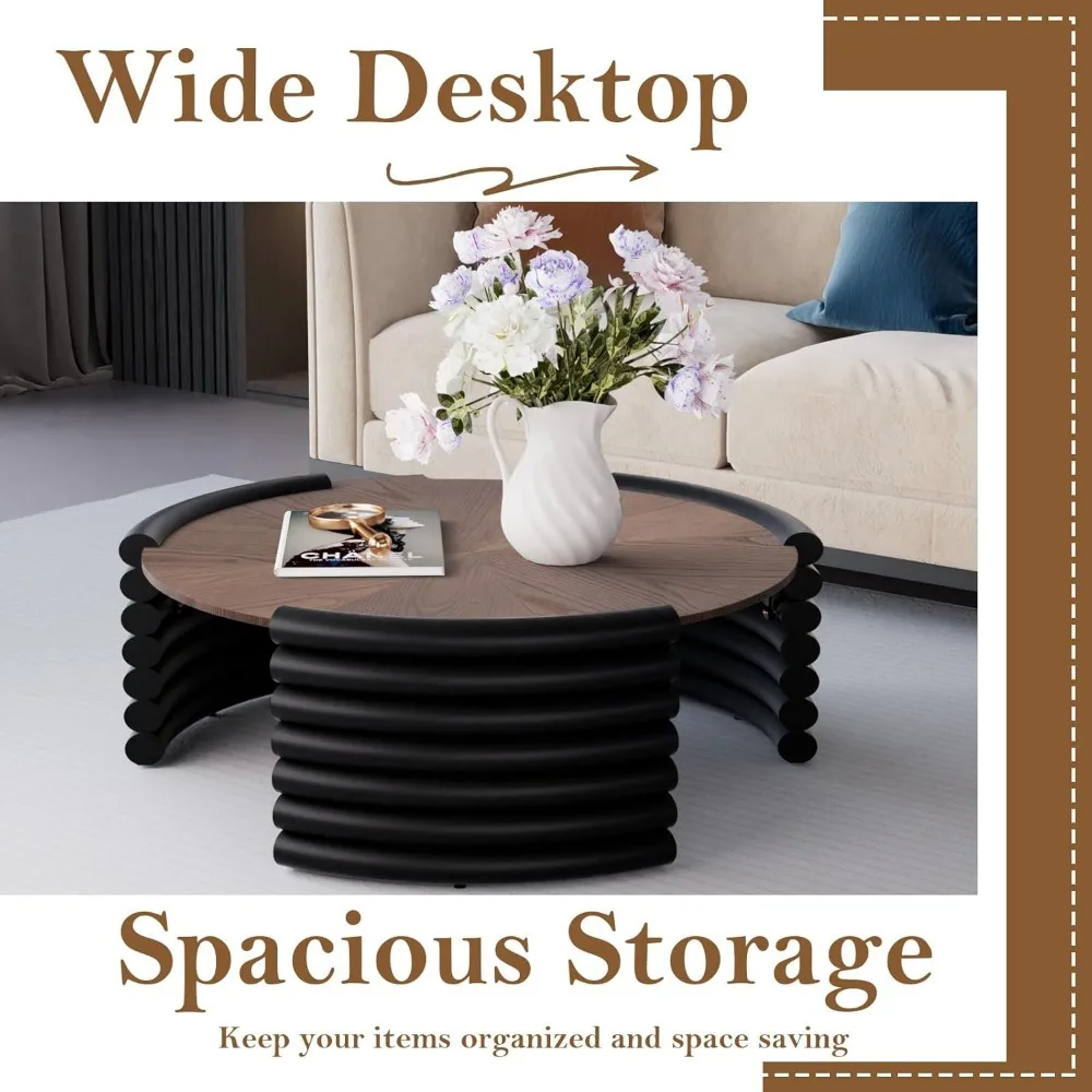 طاولة قهوة حديثة مكونة من 36 قطعة مركزية معاصرة ذات دائرة منخفضة لغرفة المعيشة ومنطقة الترفيه