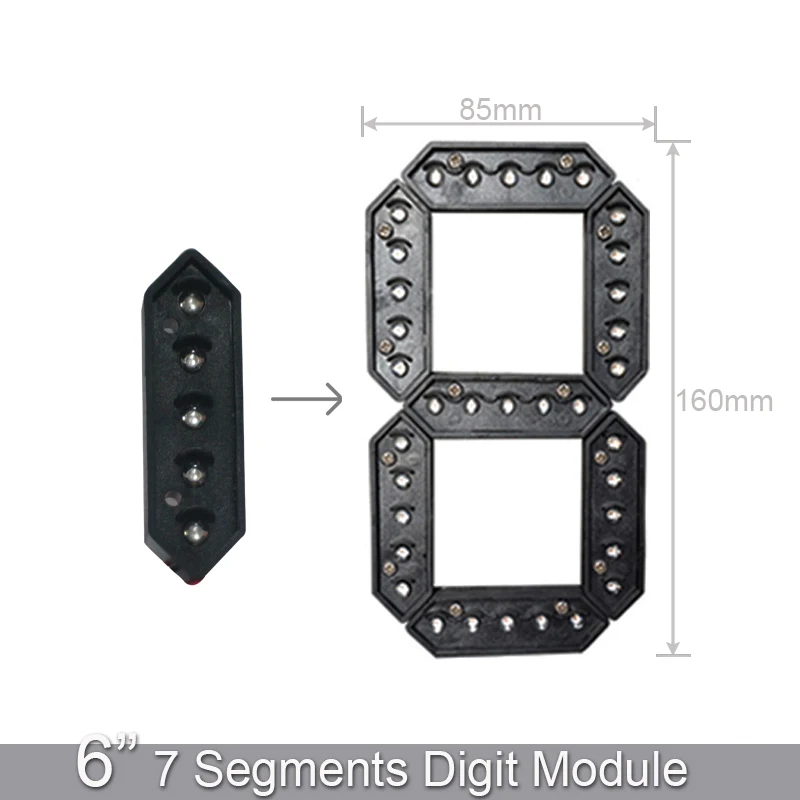 6 Inch LED Module Monochrome Outdoor High Brightness oil Price Digital 7 Segment Display For Gasoline Natural Gas Digital Sign