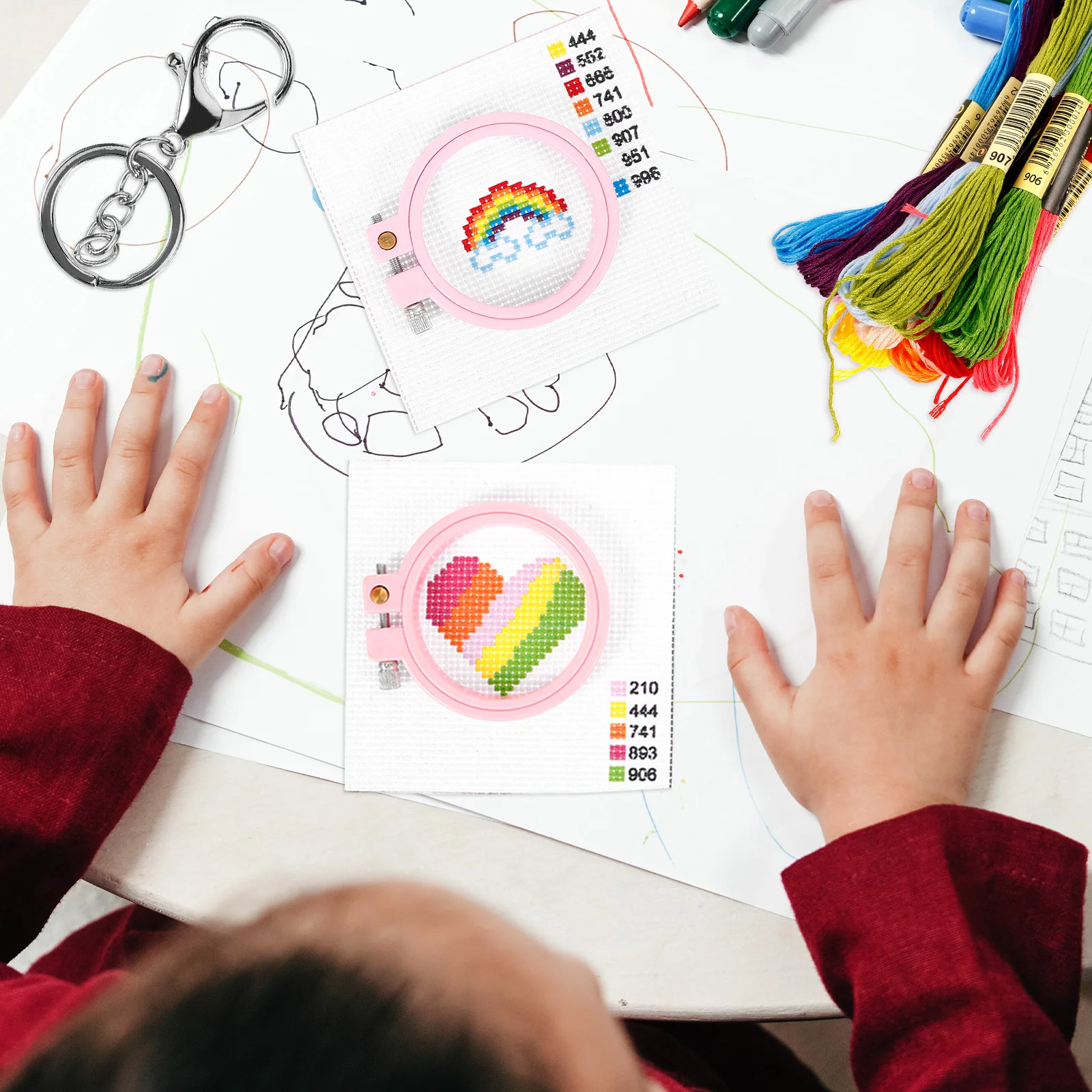 

2 set Embroidery Kits For Beginners Diy Cross Stitching Kit Lightweight Hand Embroidery Floss Supplies Craft Lovers Home