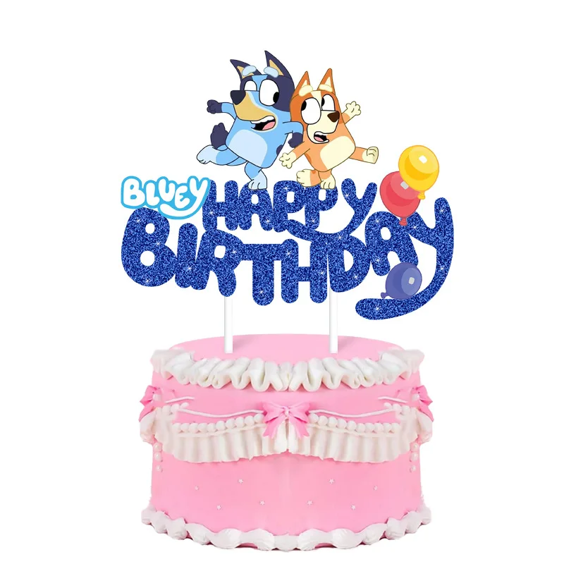 Bluey Family Cake Toppers Bingo Birthday Party Supplies Table Cupcake Decoration For Boys Girls Gifts Toys Baby Shower Favor