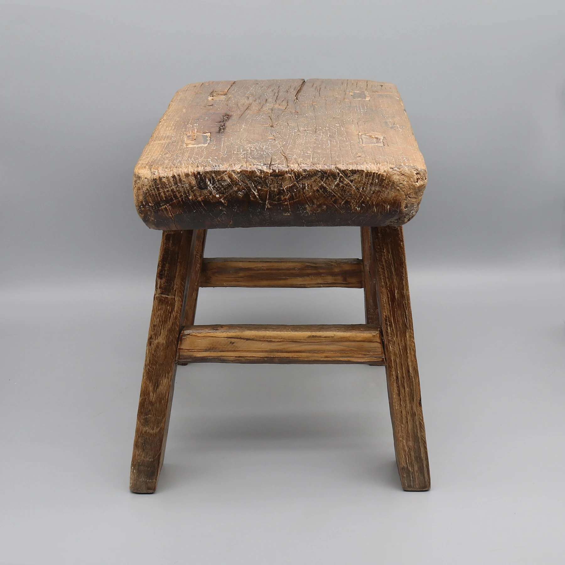 Old wooden stool, Bathroom stool, Solid elm wood, Chinese antique, Small side table