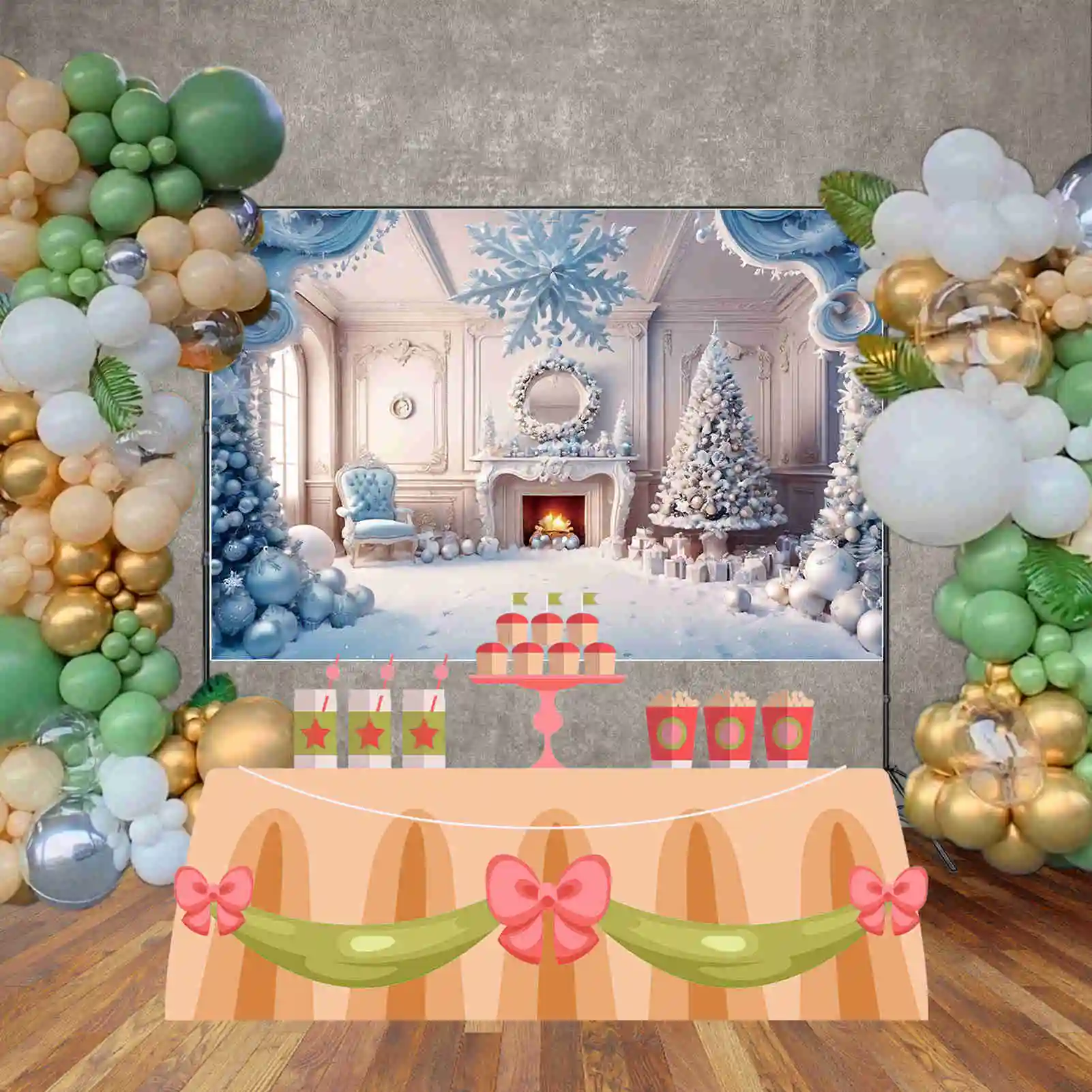 Mond. qg Kinder weihnachts baum hintergrund westlicher Kamin Innen verzierungen Geschenk hintergründe Party dekor Fototermin zubehör