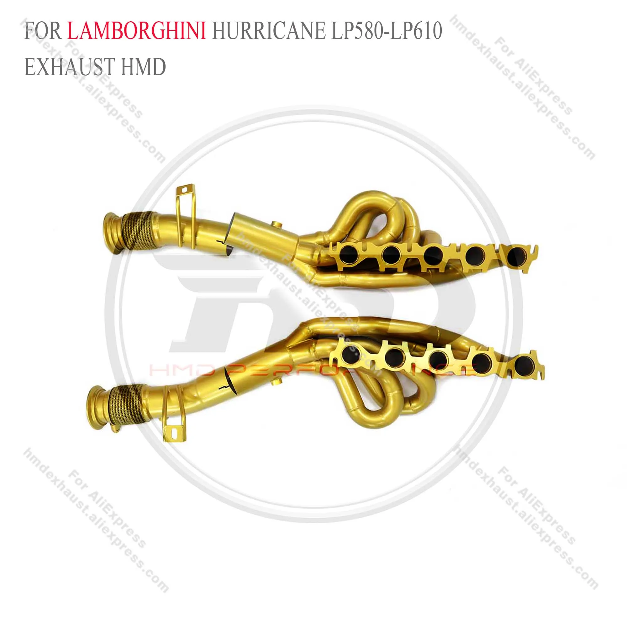 HMD Exhaust System High Flow Performance manifold for Lamborghini Hurricane LP580-LP610  ceramics heat shield gold