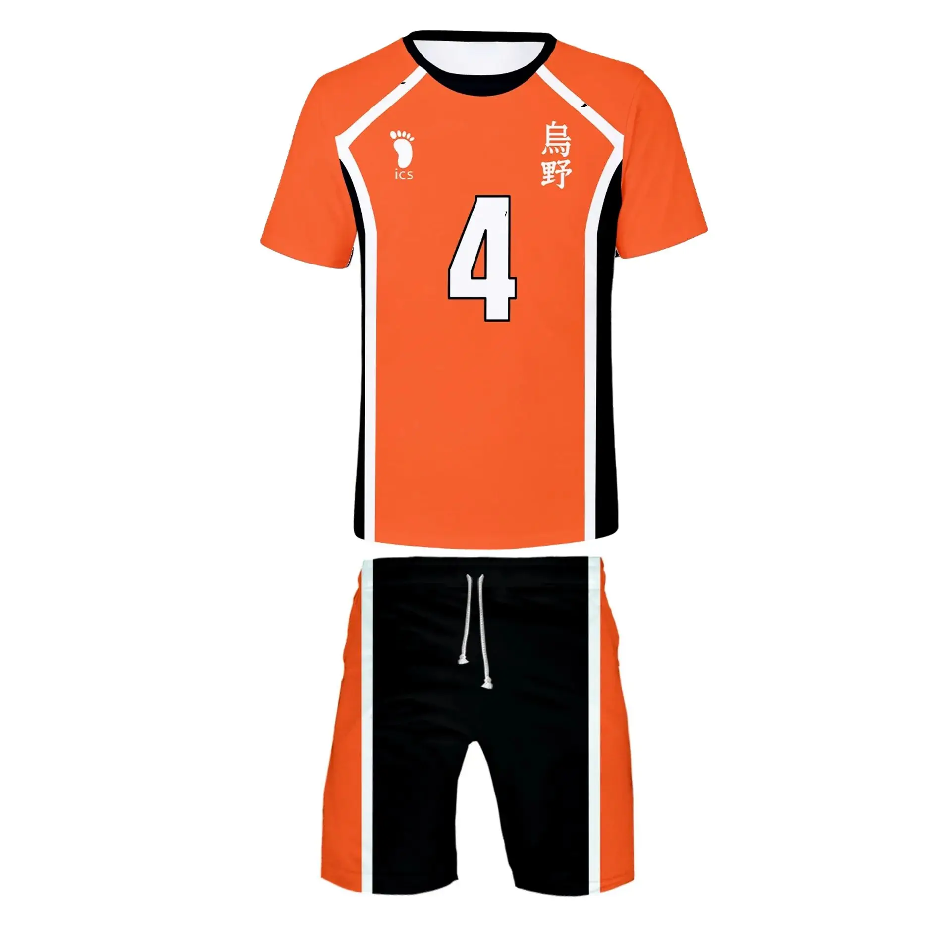 Volleyball Team Uniform Training Clothes Tshirt 3D T-shirt +Short Men/Women O-neck Fashion Haikyuu 2pcs set Unisex clothing