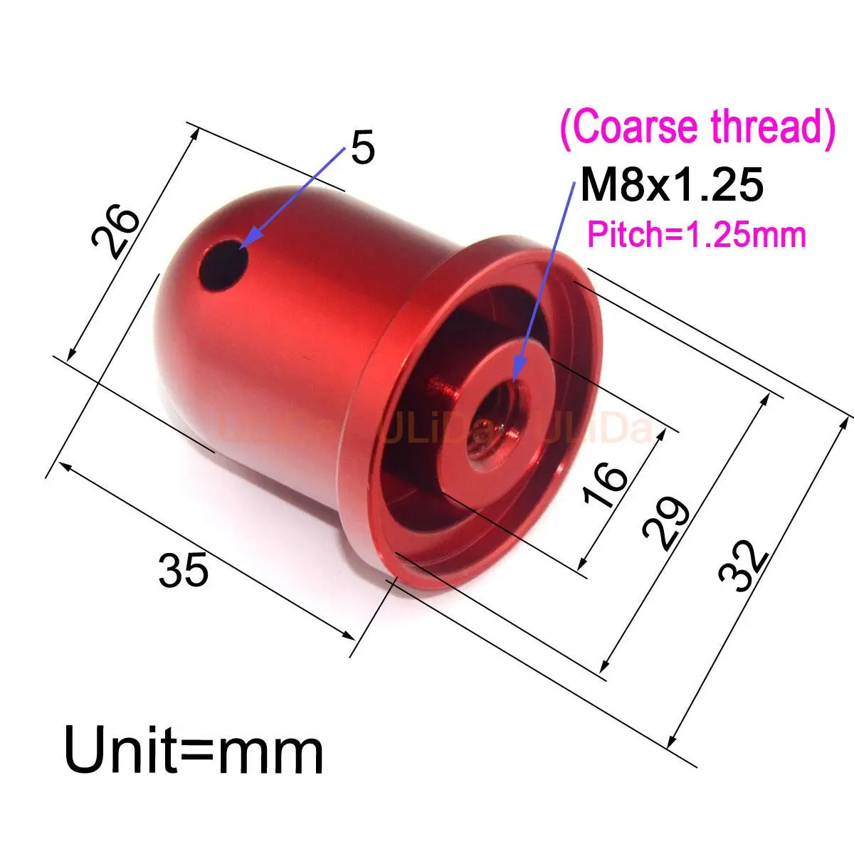 Aluminium Spinner met Prop Moer M8x1.25mm 32mm/1.25inch voor SAITO FG-17 21 30B FA100 115 120 150 170R3 Slag Motor RC Vliegtuigen