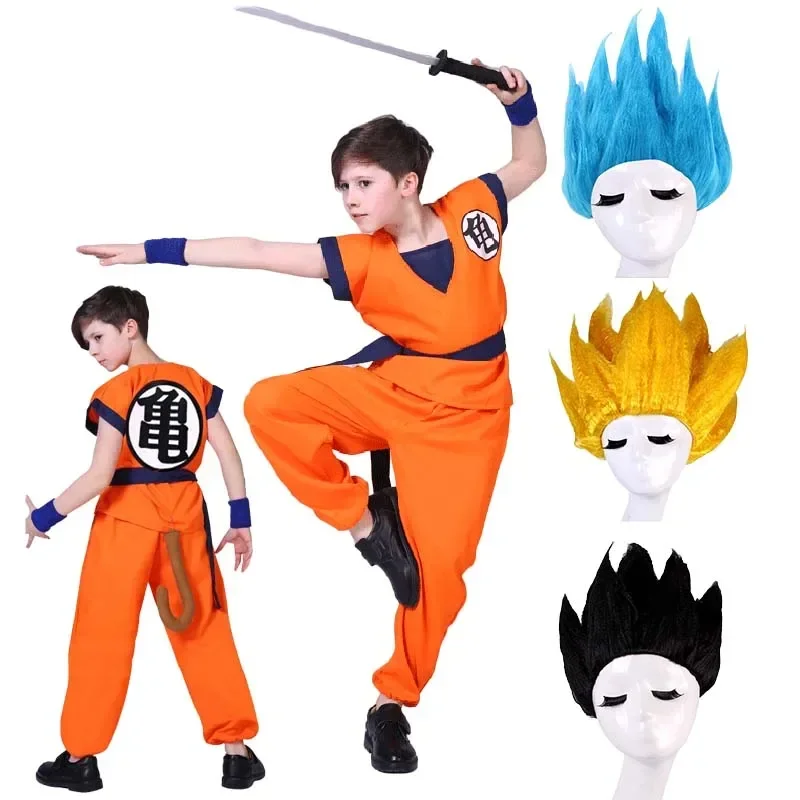 EE01 ฮาโลวีนเครื่องแต่งกายผู้ใหญ่ Goku คอสเพลย์อะนิเมะ Son Goku คอสเพลย์เครื่องแต่งกายชุดวิกผมฮาโลวีน Carnival Party ผ้า & 0Ww