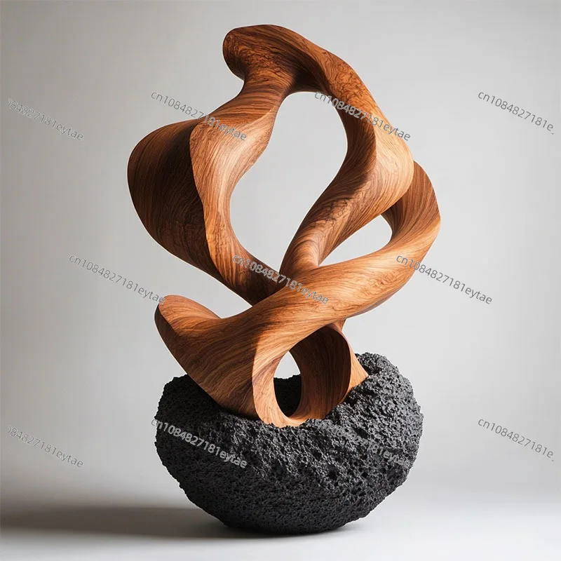 Golden Hollow Tree Sculpture - Twisted Geometric Resin Art Home Decor