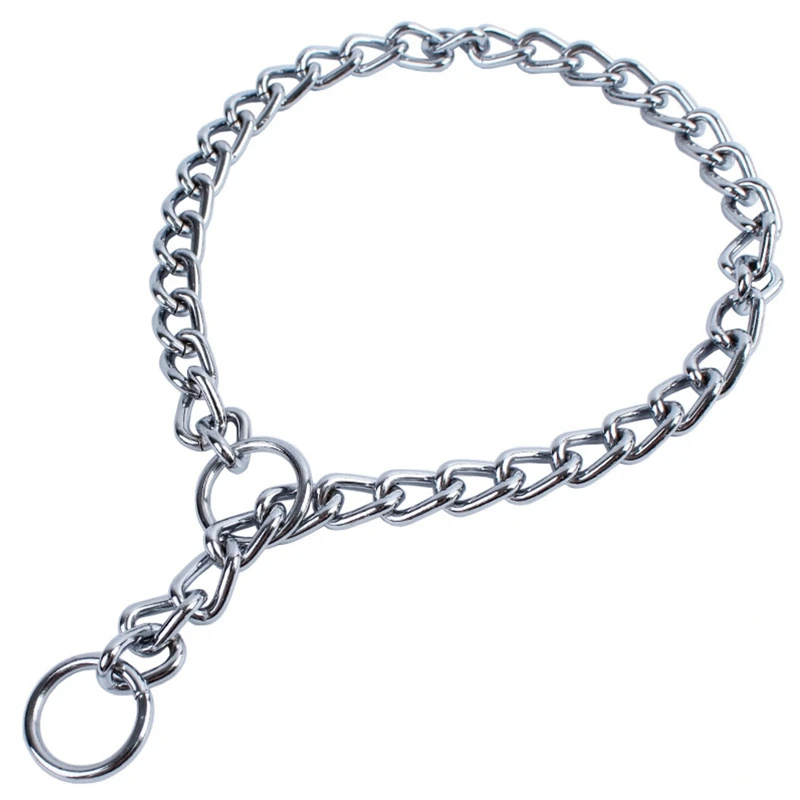 Dog Chain Collar Heavy Duty Slip Collars Silver Stainless Iron with Plating Training for Small Large Dogs Dropship