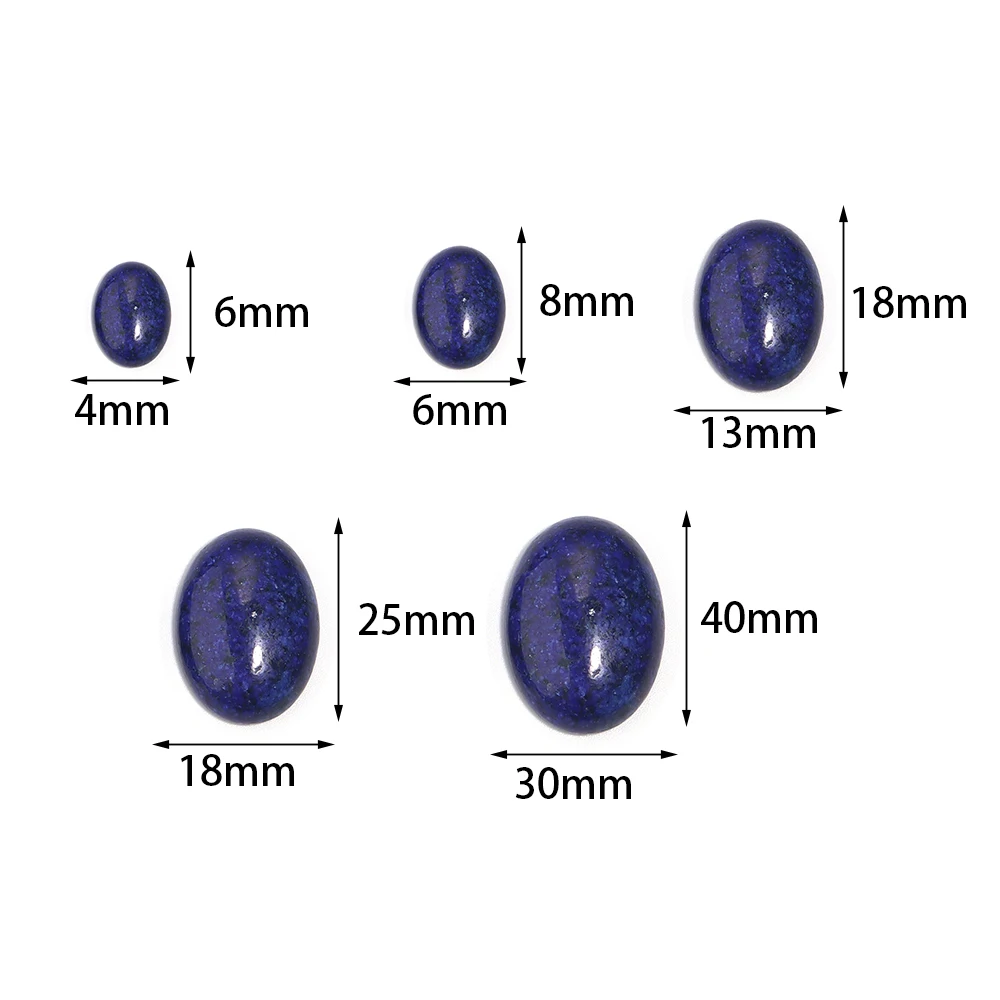 2/5/10Pcs Oval Flatback Lazurite Cabochon Beads Natural Stone Cabochon for Jewelry Making DIY Pendant Ring Craft Accessories