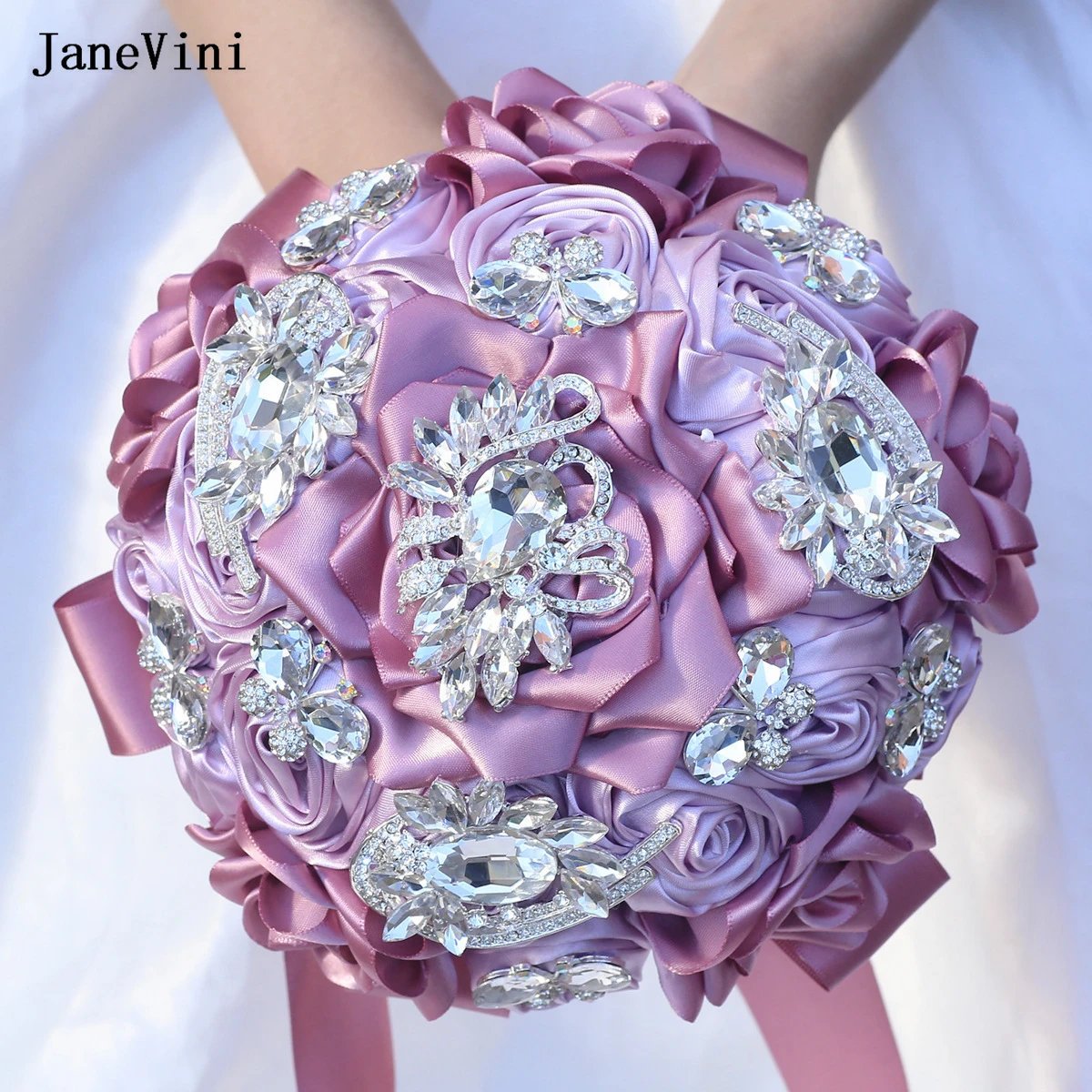 JaneVini Роскошные серебряные стразы Таро Фиолетовые свадебные букеты для свадьбы Атласные большие розы ручной работы Европейский букет невесты Цветок JaneVini Роскошные серебряные стразы Таро Фиолетовые свадебные букеты для свадьбы Атласные большие розы ручной работы Европейский букет невесты Цветок
