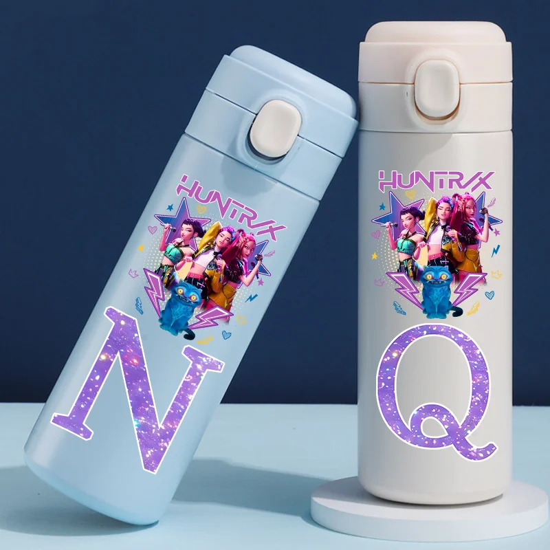 K-Pop رسائل A-Z شيطان الصيادين زجاجة ماء 304 ترمس من الفولاذ المقاوم للصدأ كوب 420 مللي ساجا بنين HUNTR/X رومي ميرا هدايا الطفل #5