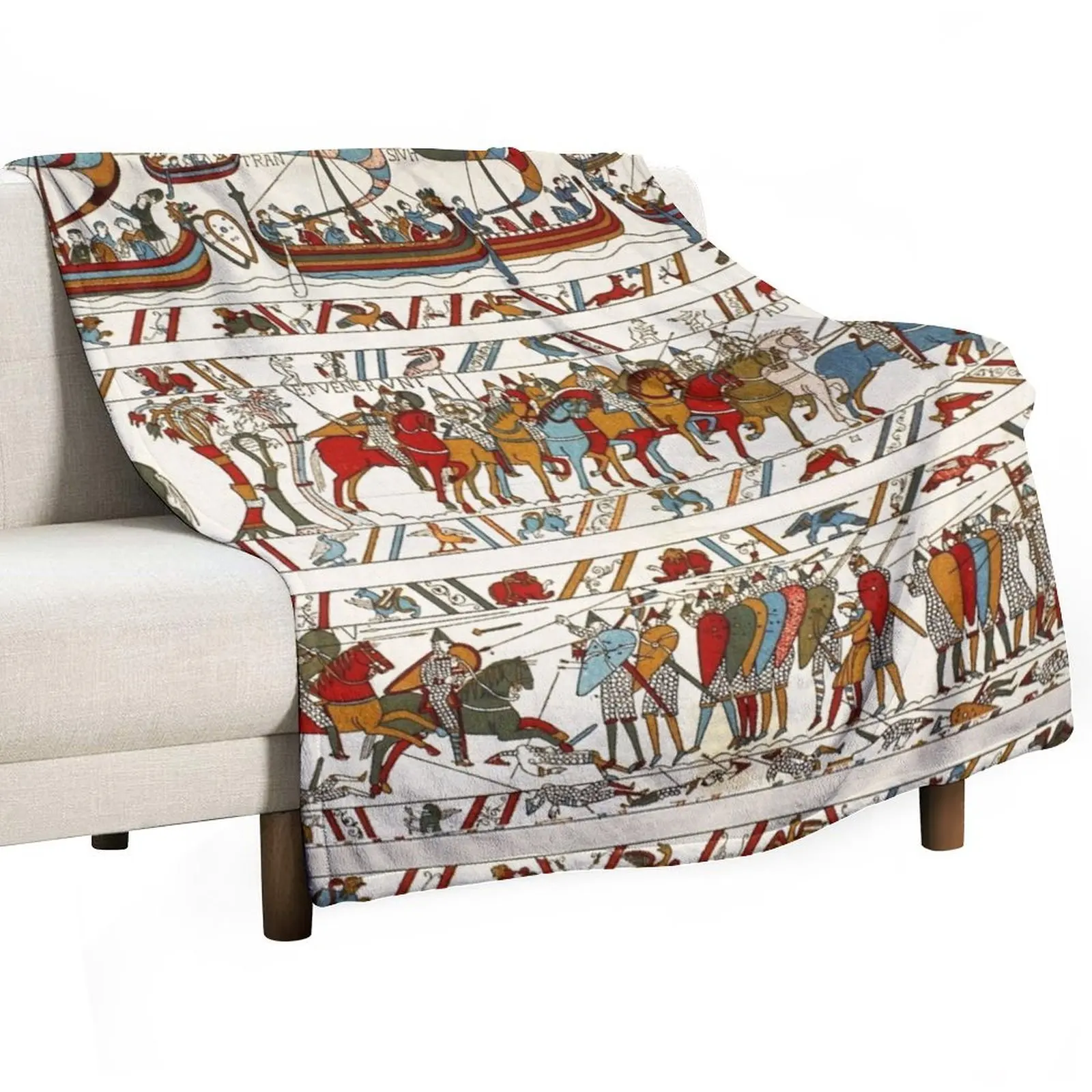 

THE BAYEUX TAPESTRY ,BATTLE OF HASTINGS ,NORMAN KNIGHTS AND VIKING SHIPS Throw Blanket wednesday Multi-Purpose Retros Blankets