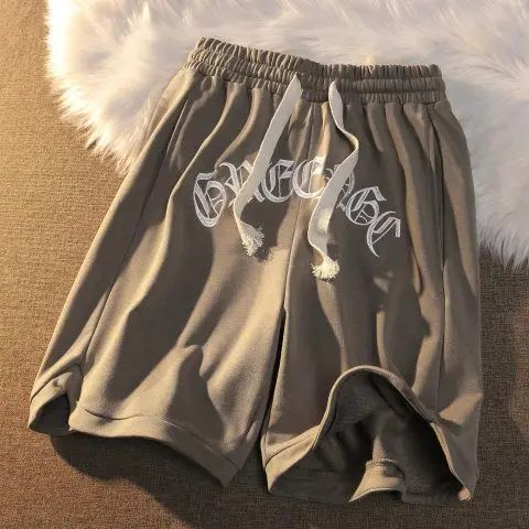 Vintage Basketball Oversize Shorts Men Treetwear Letter Embroidery Elastic Waist Loose Shorts 2022 Sport Casual Unisex Shorts