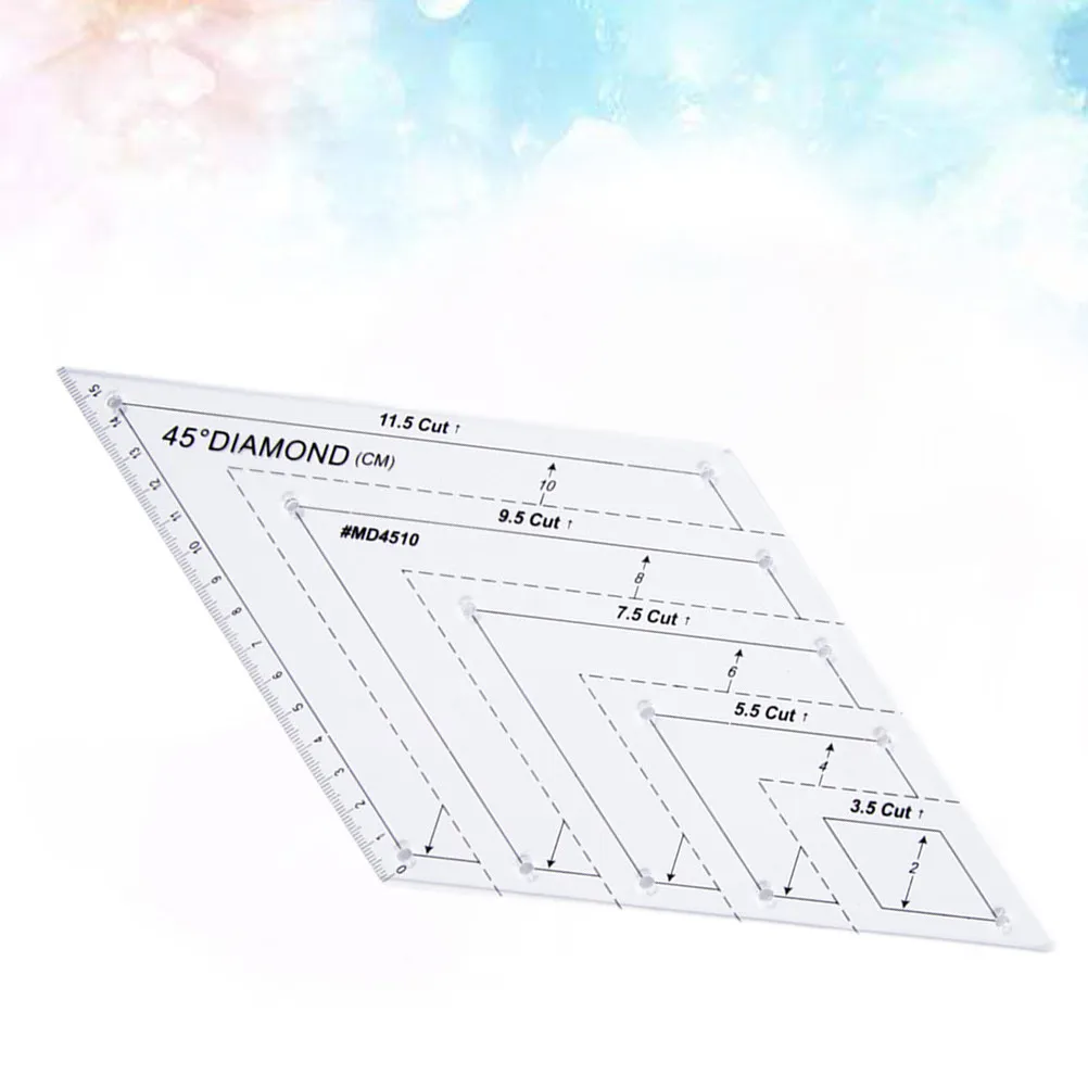 Rhomboid Quilting Ruler 45 Degree Transparent Plastic Template Precise Scale for Stitching Sewing Cutting Clothes Making view 5