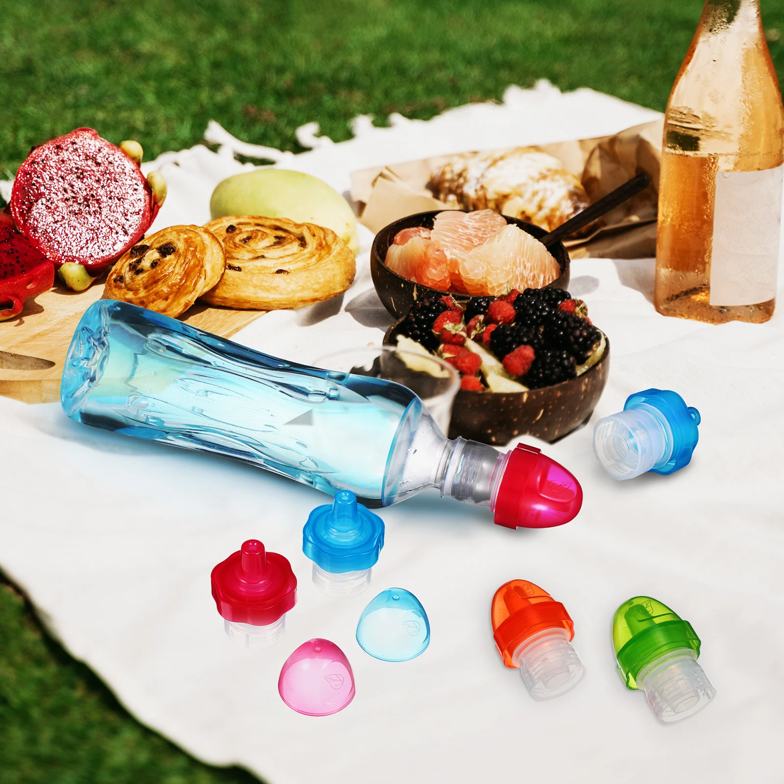 

8pcs Water Toppers Baby Bottle Caps Bulk Silicone Beverage Bottle Lids For Toddlers Kids Spill-Proof Adapter Lid Glass Cup