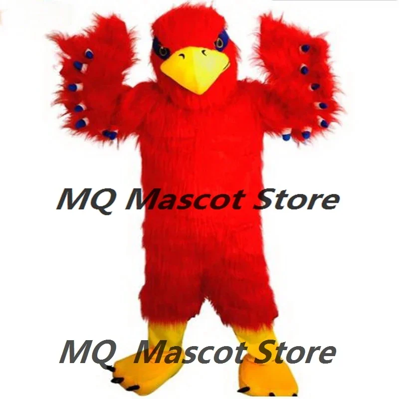 Cartoon Animal Longhaired Fursuit Cosplay Party Red Eagle Bird Mascot Costumes Furry Fancy Dress Custom Character Party