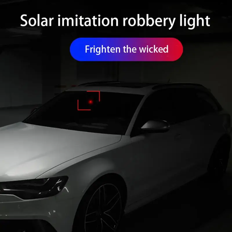 Car Warning Anti-theft Caution Lamp Flashing Imitation Solar Powered Wireless Smart Induction Stable Auto Parts Accessories