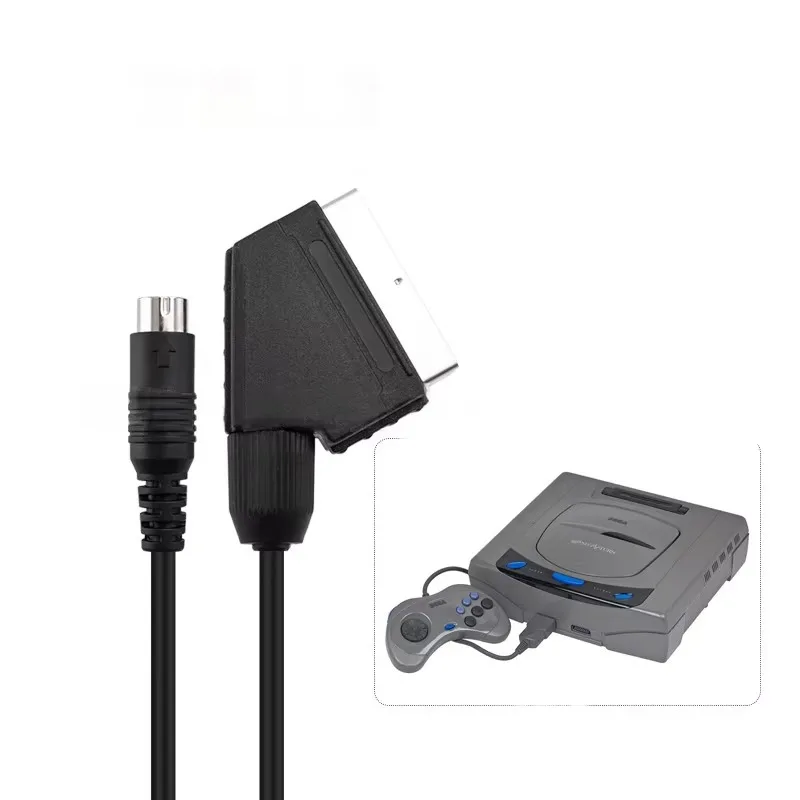 1.8m Scart Cable for Sega Saturn Controller Audio Video Cord for Sega Saturn RCA AV Stereo Extension Cable for PAL NTSC Console