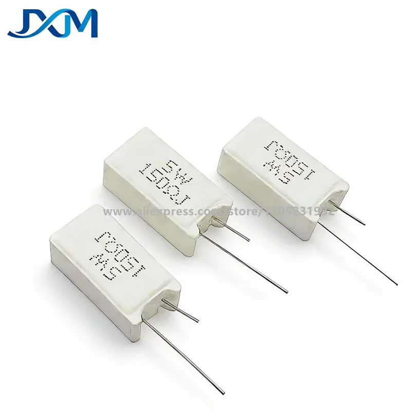 10pcs/lot 5W Ceramic Resistance Vertical Cement Resistor 0.01R~300K 2 3.3 3.9 4.7R 10 22 47 51 68 82 100 330 680ohm 1K 20 150K