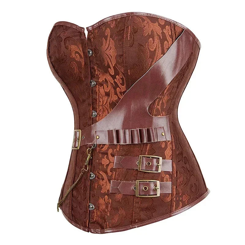 

Women Vintage Sexy Leather Steampunk Corsets and Bustiers Floral Plus Size Steampunk Faux Leather Corset Pirate Costume