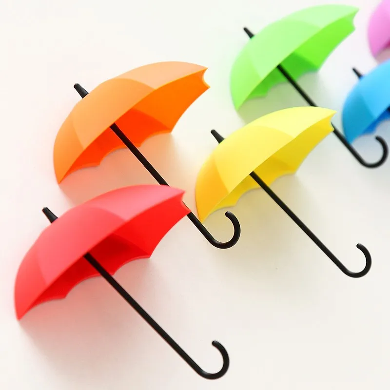3pcs/lot Non-Marking Punch-Free Umbrella Hook Self-Adhesive Hook Wall Door Clothing Hanger Key Hanger Hook Bathroom Kitchen Rack