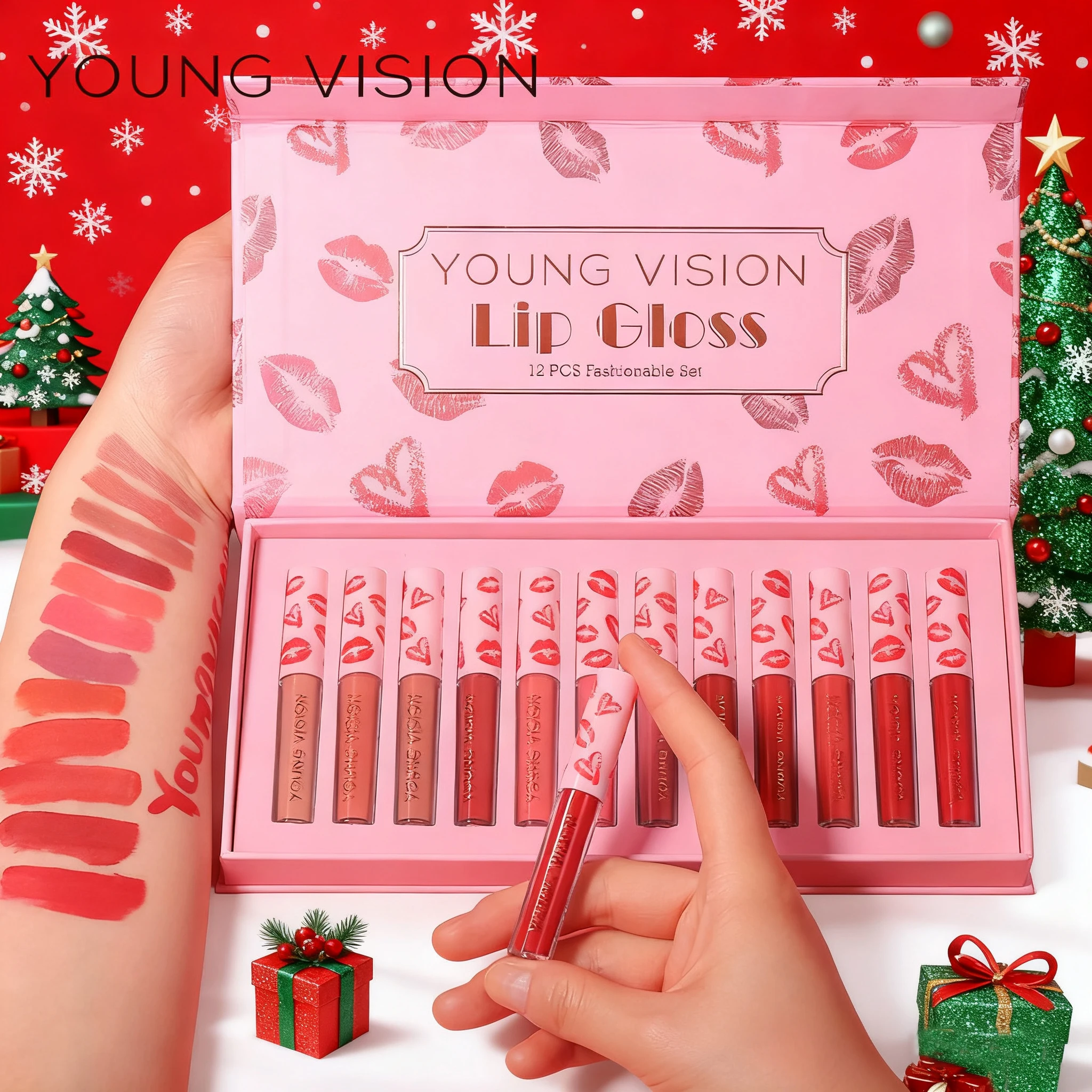 12-Piece Lip Glaze Set with Magnetic Gift Box, Matte Finish, Non-Stick Cup, Long-Lasting Liquid Lipstick, Perfect for Smooth