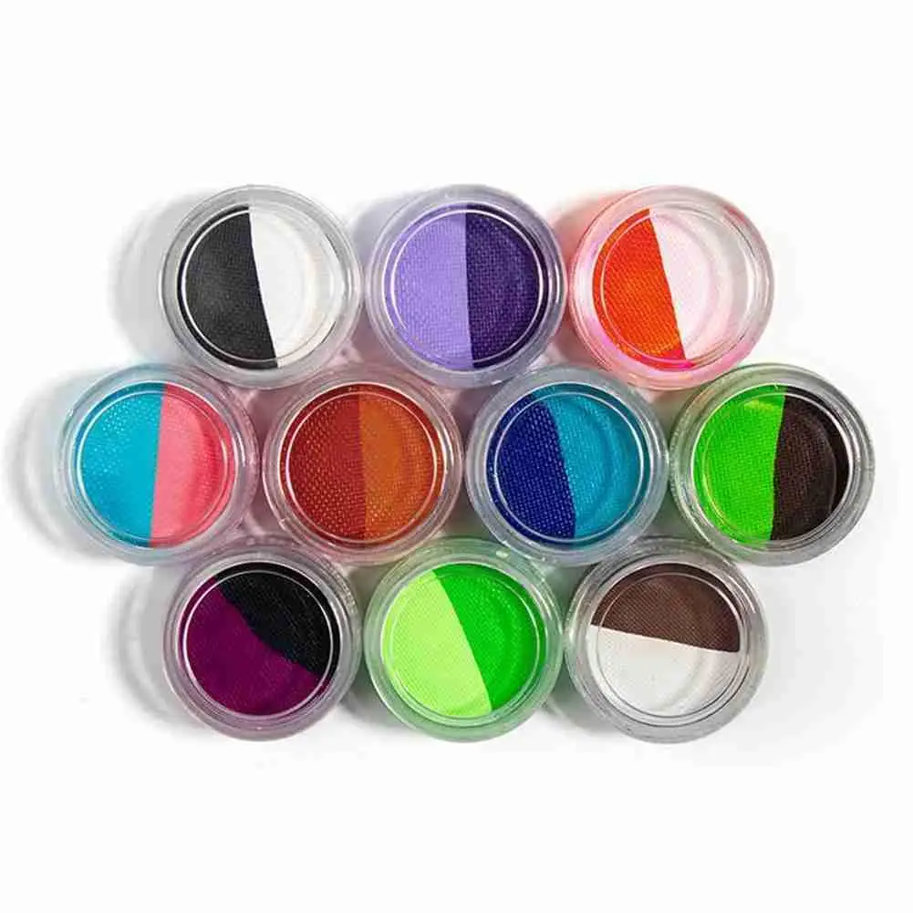 10g Face Paint Water-Based Eyeliner Split Rainbow Cake Body Painting Supplies Washable Supplies Dual Colors Activated Eyeliner