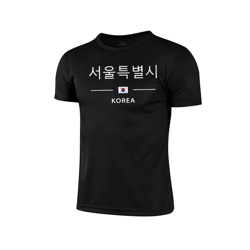 2026 Summer Mens T-shirt Print Casual Exercise Tops Outdoor Jogging Marathon Clothing Quick-Drying Mesh Tees Cycling Sportswear