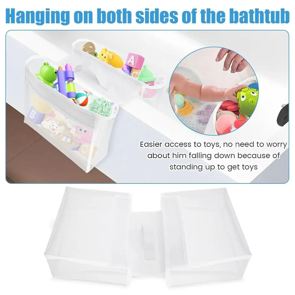 

Large Capacity Baby Bath Toy Storage Mesh Design Quick Dry Bathtub Plaything Organizer Multi-compartment Easy Sorting