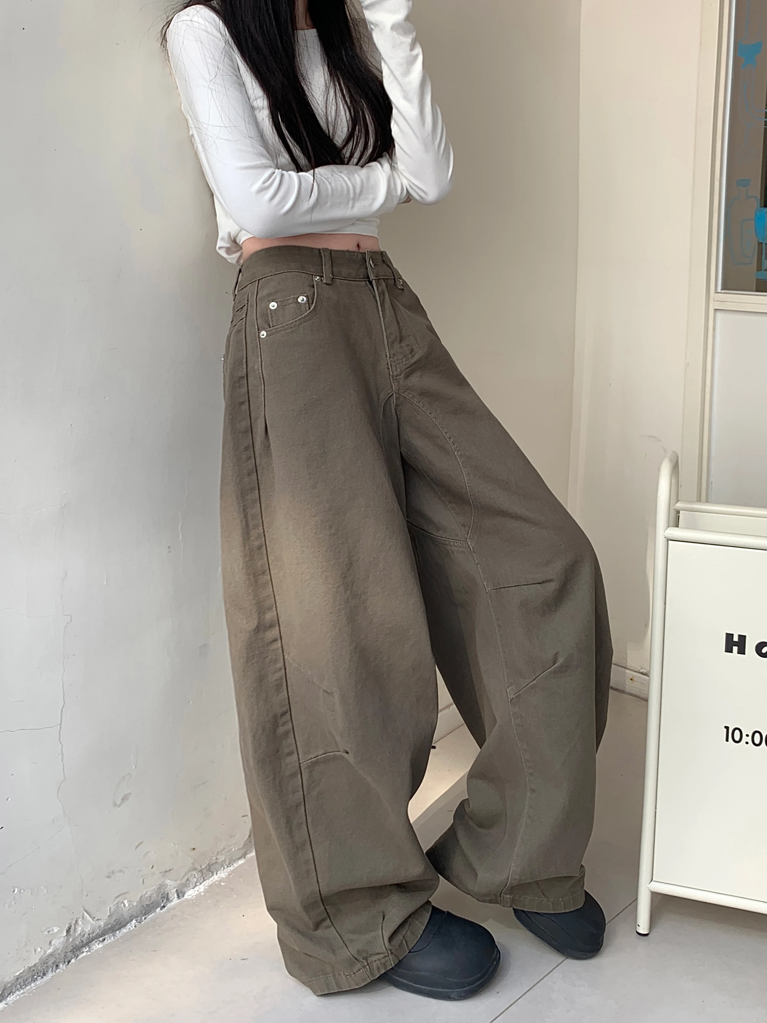 

Vintage Wide Leg Pants Women's Clothes Streetwear Fashion Y2k Jeans 2026 New Bottoms Casual Denim Trousers Korean Pantalon Femme