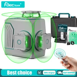 Decteam T03CG 12 Lines 3D Laser Level Portable Self-leveling Horizontal and Vertical Cross Line Laser Tools With Li-ion Battery