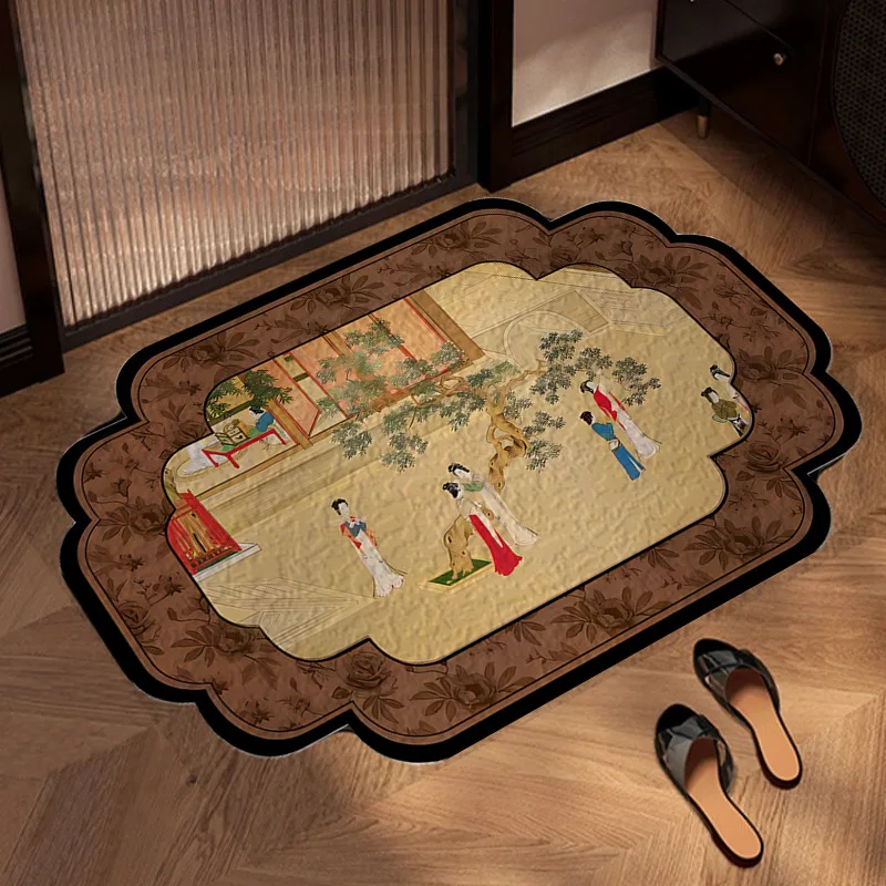

Коврик для прихожей VIKAMA в китайском стиле с изображением древних картин, нескользящий, грязеотталкивающий, влаговпитывающий, быстросохнущий