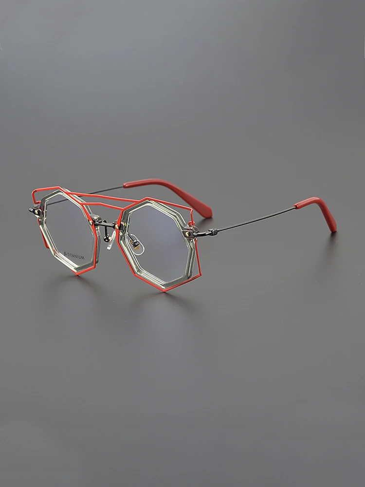 Niche design polygon personality glasses frame ultra-light retro fashion optical prescription myopia glasses anti-blue light