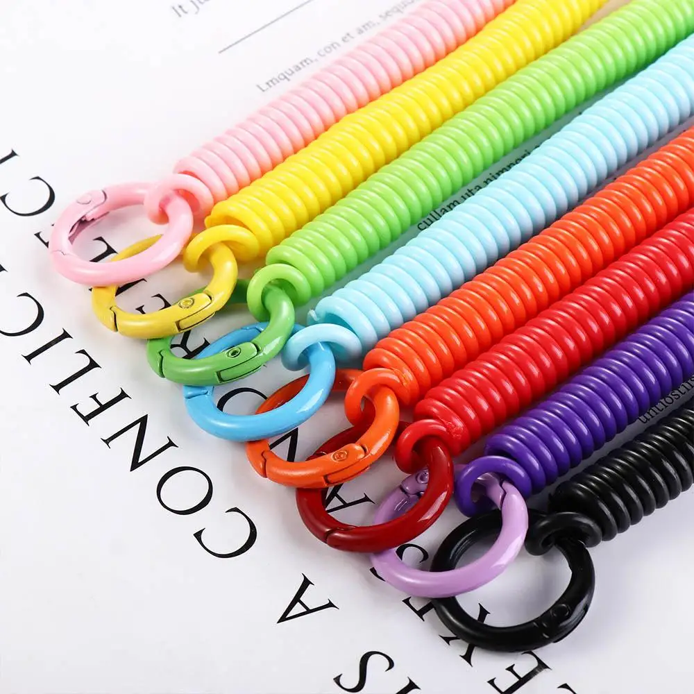 Coil Springs Stretchy Coil Labels Key Chains Luggage Tags Stretch Spring Coil Spring Keychain Keyring Bracelet Spring Key Hooks