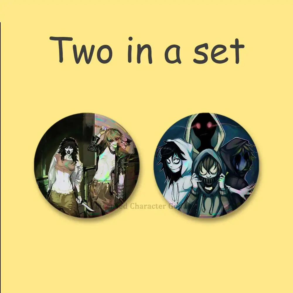 Creepypasta TICCI Jeff Jack 2-teiliges Set Abzeichen Anime-Merchandise Cosplay Nijigen Otaku-Kultur Groß 75 58 44 32 25 mm Mini – Detail 9