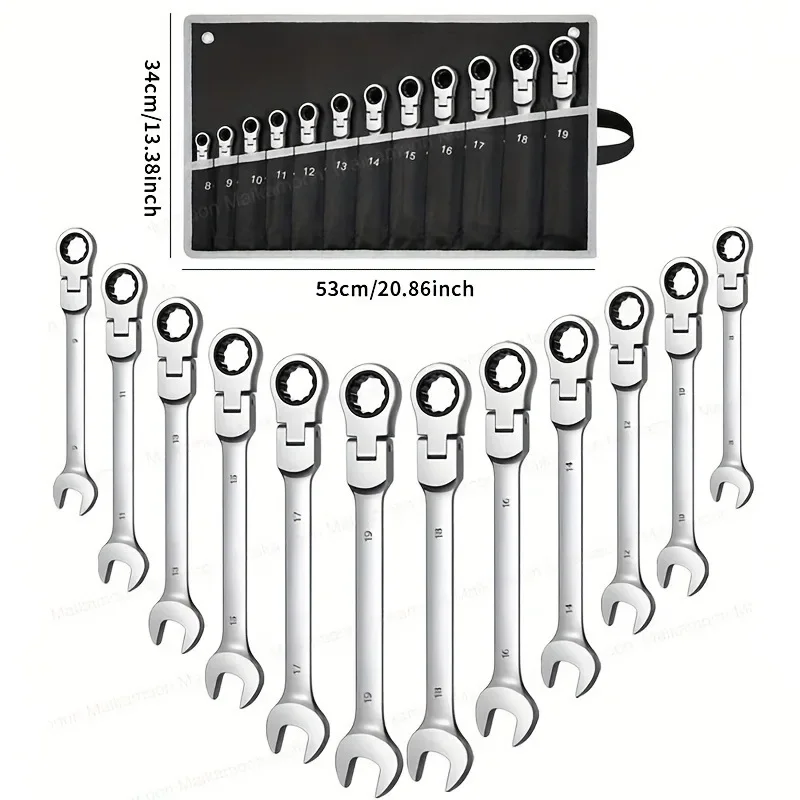 

Ratcheting Combination Wrench Set, 8-19mm Metric Flex Head Ratcheting Wrench, Chrome Vanadium Steel Spanner