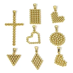 1pc New 304 Stainless Steel Charms Gold Color Geometric Heart Round Cross Metal Pendant DIY Necklace Earrings For Women Jewelry