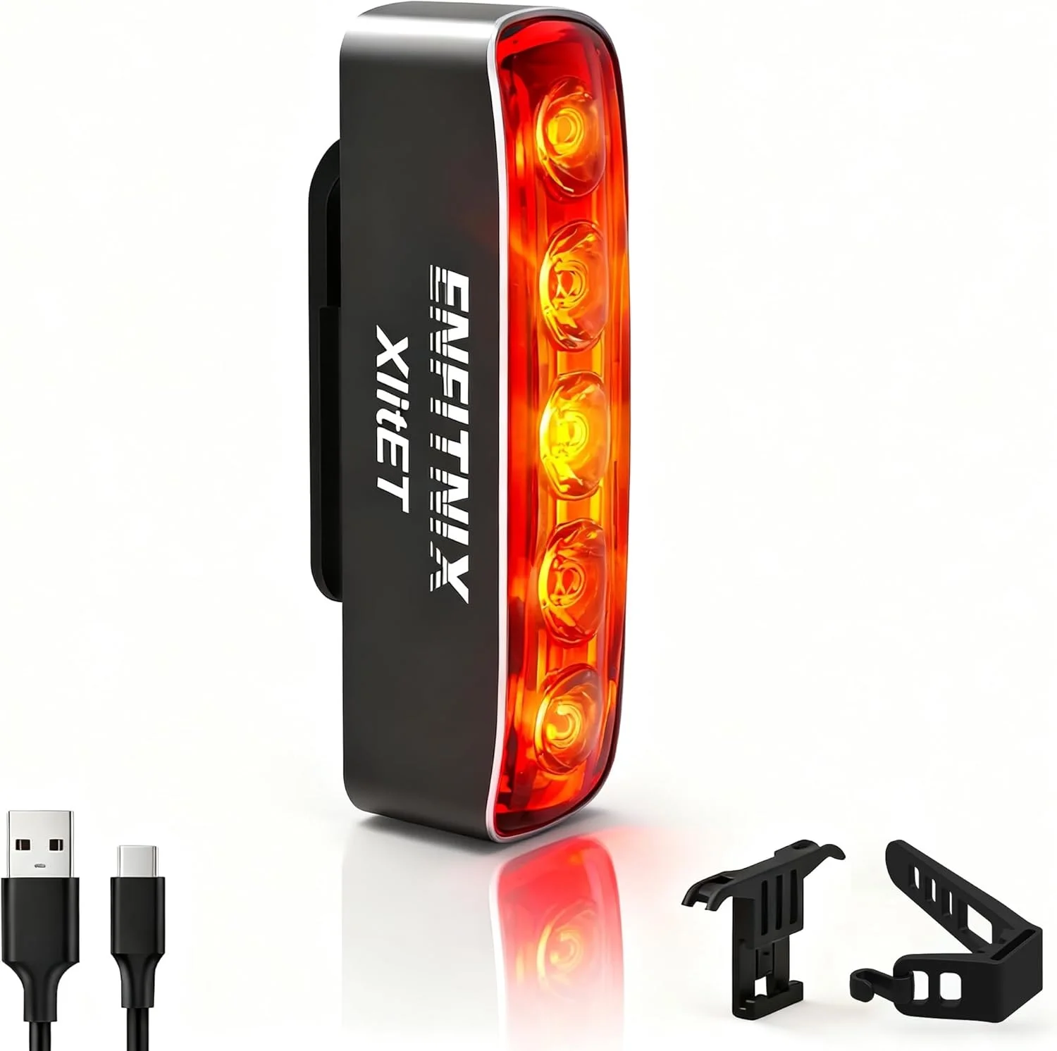 

Умный задний фонарь для велосипеда Enfitnix XlitET, датчик тормоза, автоматическое включение/выключение, супер яркий 6 режимов, перезаряжаемый задний фонарь для велосипеда USB-C, IPX5