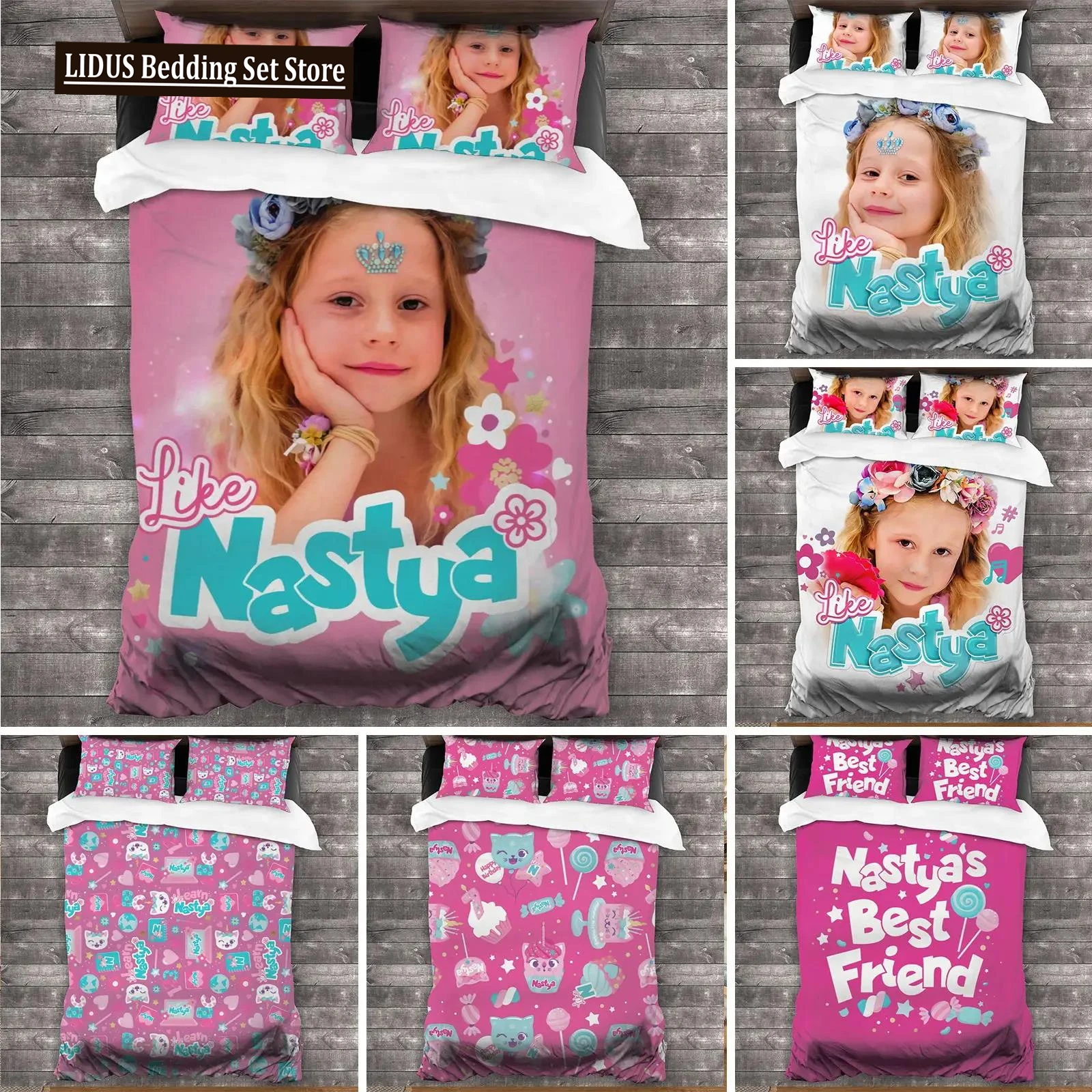 3D Printed Like Nastya Bedding Set Duvet Cover Bedroom Comforter Covers Single Twin King ​Size Quilt Cover Home Textile 2/3PCS