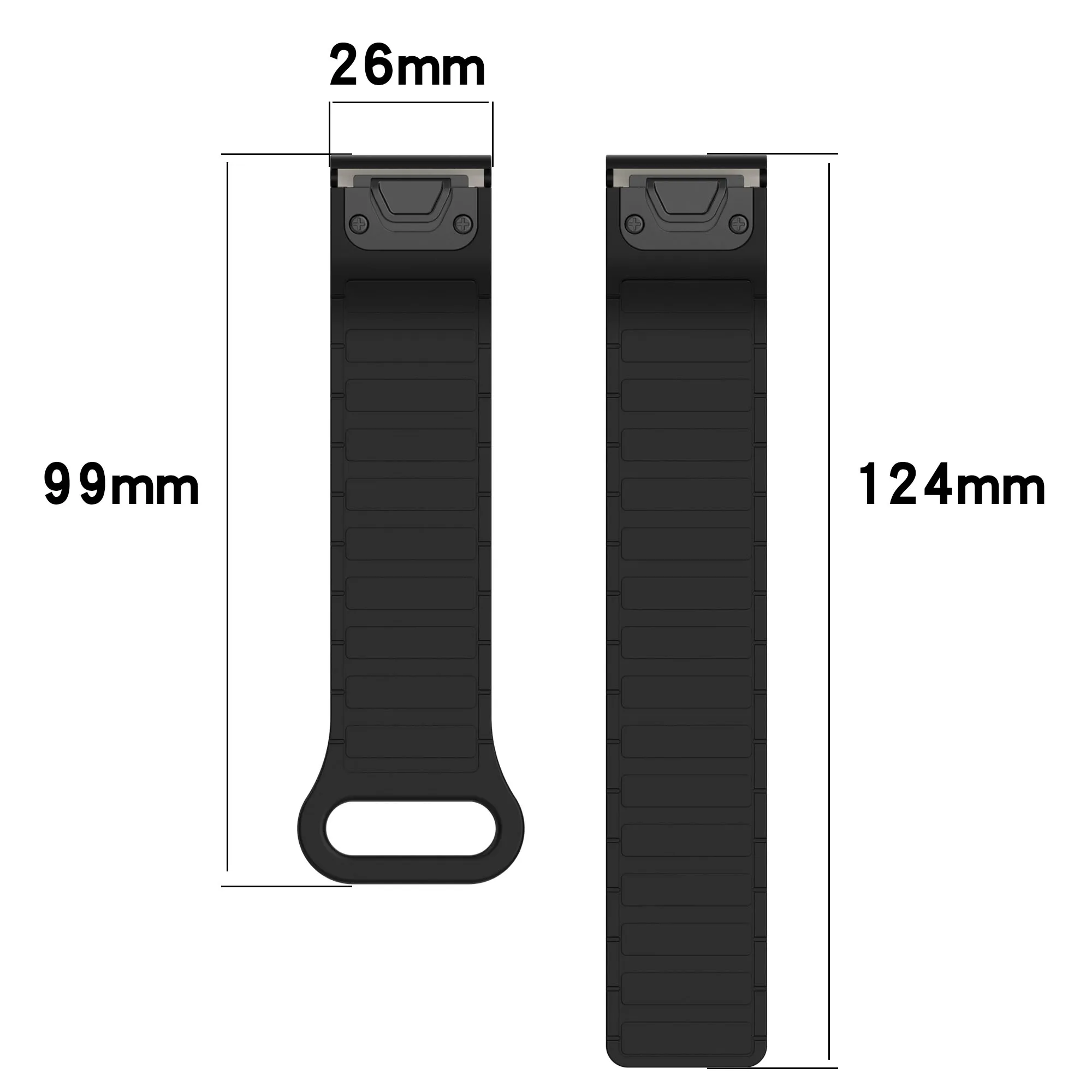 QuickFit 26 20 22 mm Magnetband für Garmin Fenix 8 47 mm 51 mm 43 mm 7X 7 7S 6 6S 6X 5S 5 5X 965 955 Silikon-Link-Armband – Detail 4